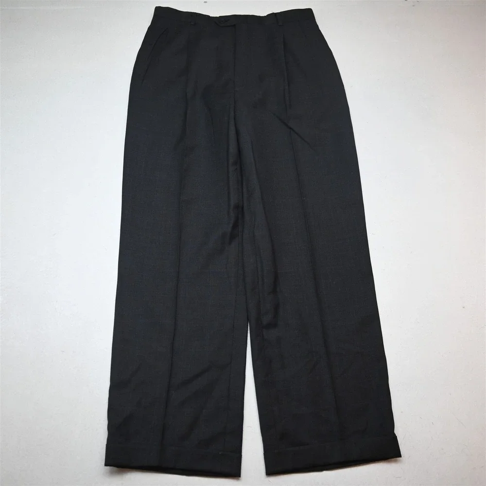 Hart Marx USA Made 43L 32x32 Gray Glenn Check 100% Wool Mens Jacket Pants Suit